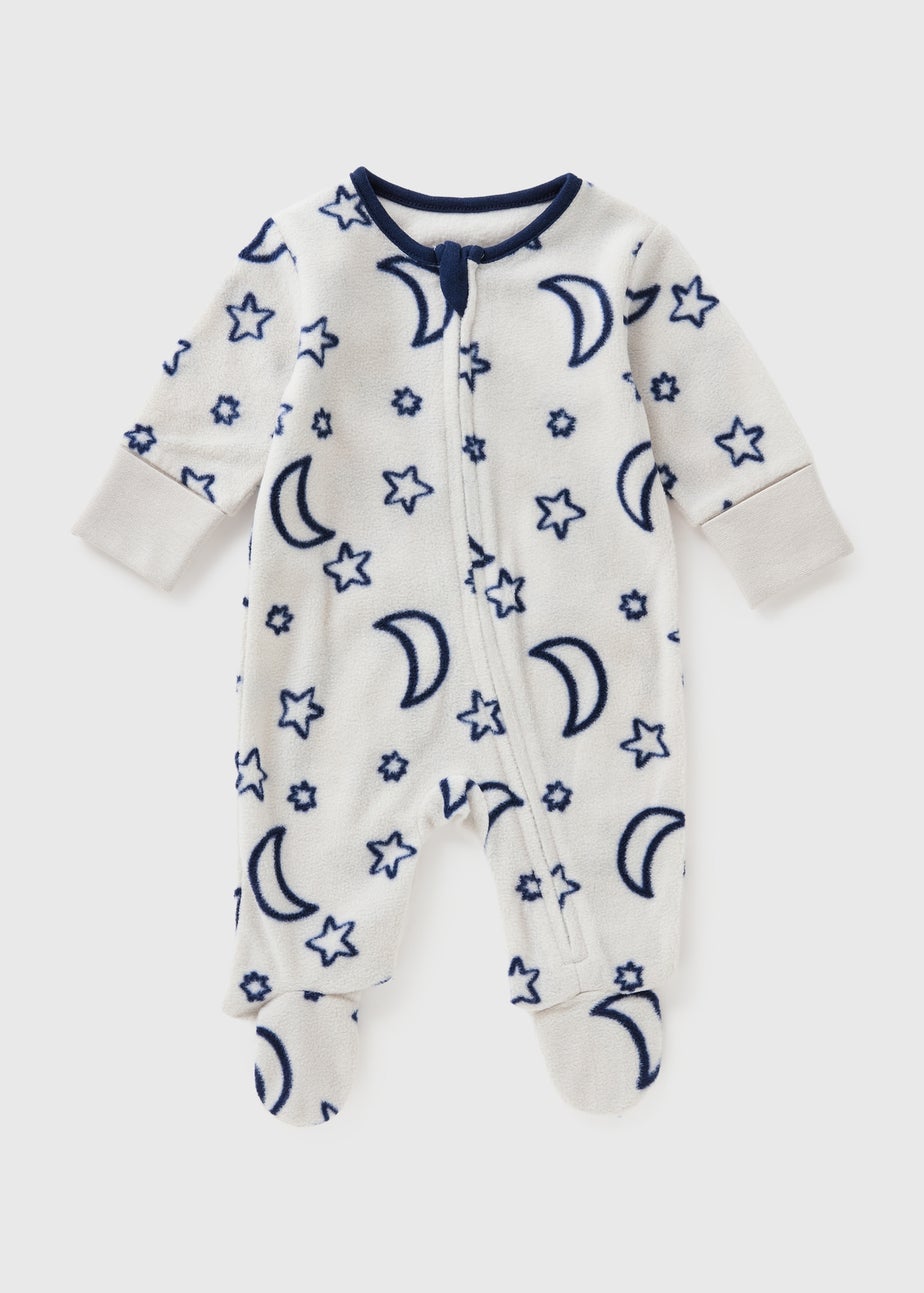 Baby Blue Star Moon Fleece Sleepsuit (Newborn-18mths)