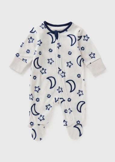 Baby Blue Star Moon Fleece Sleepsuit (Newborn-18mths)