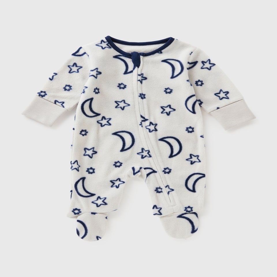 Baby Blue Star Moon Fleece Sleepsuit (Newborn-18mths)