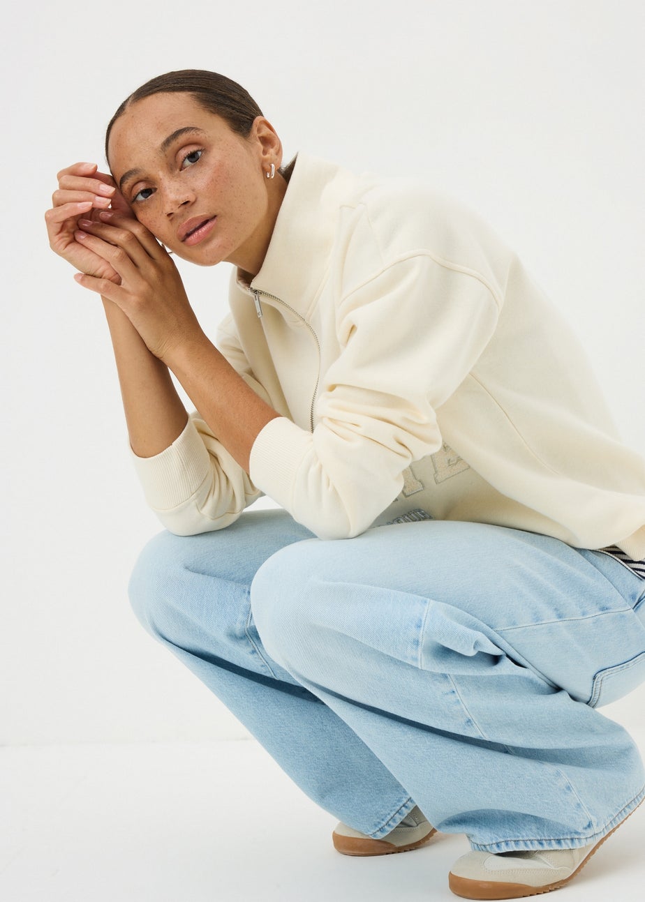 Cream Half Zip Sweatshirt