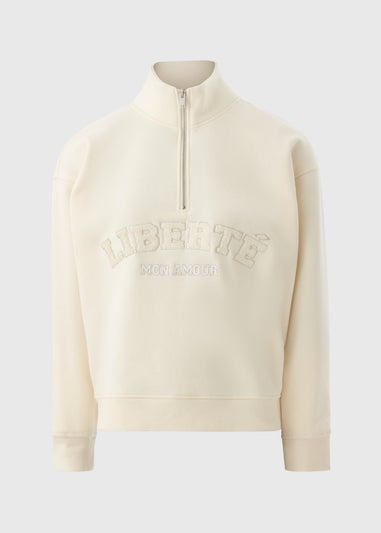 Cream Half Zip Sweatshirt