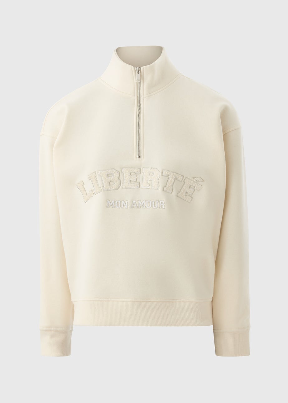 Cream Half Zip Sweatshirt
