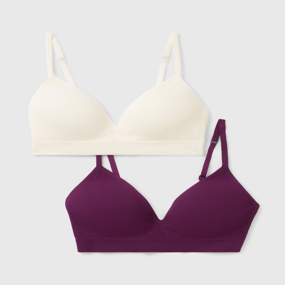 2 Pack Plum & Cream Seamless Mould Bras
