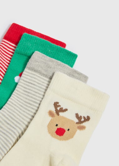 4 Pack Baby Multicolour Christmas Socks