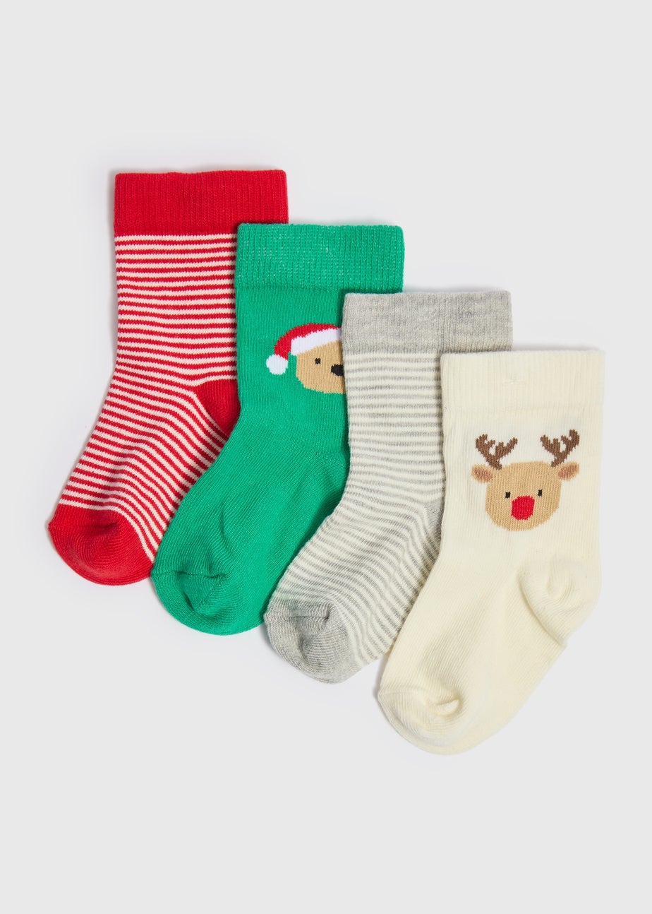 4 Pack Baby Multicolour Christmas Socks