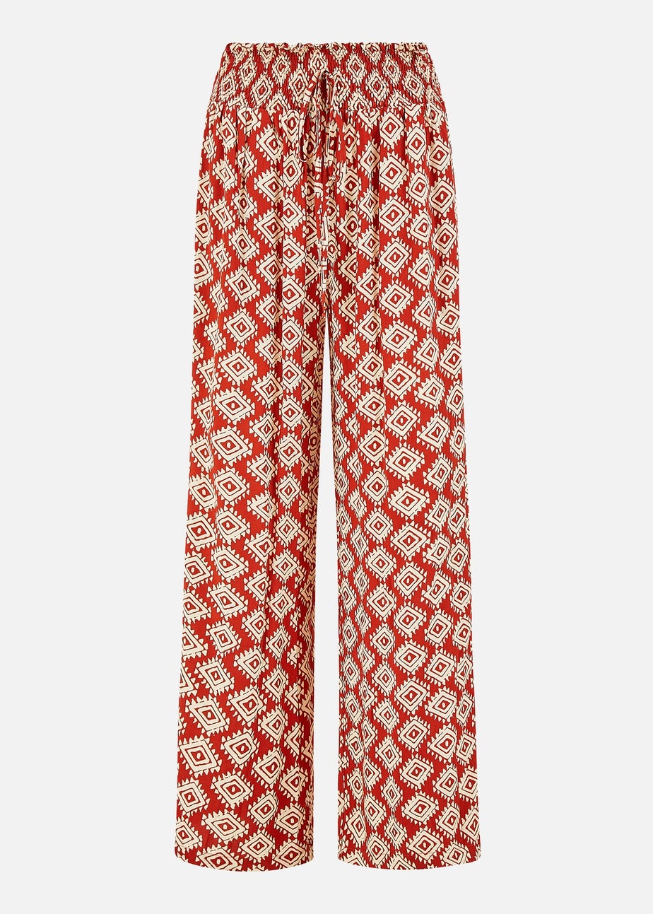 Yumi Red Geo Print Relaxed Fit Trousers