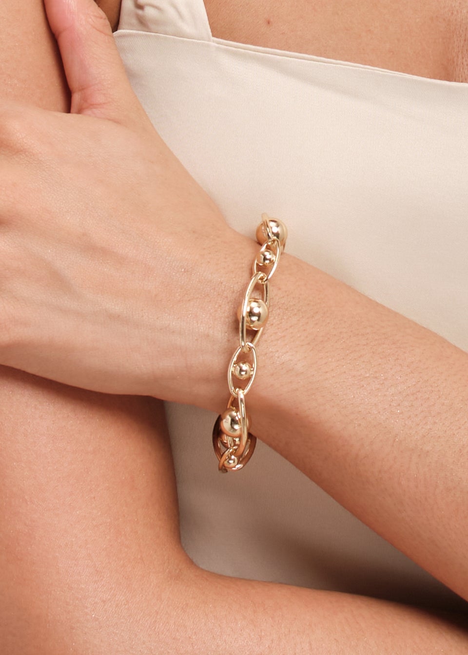 Jon Richard Gold Plated Polished Orb Chain Bracelet