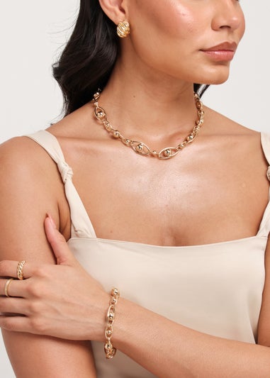 Jon Richard Gold Plated Polished Orb Chain Bracelet