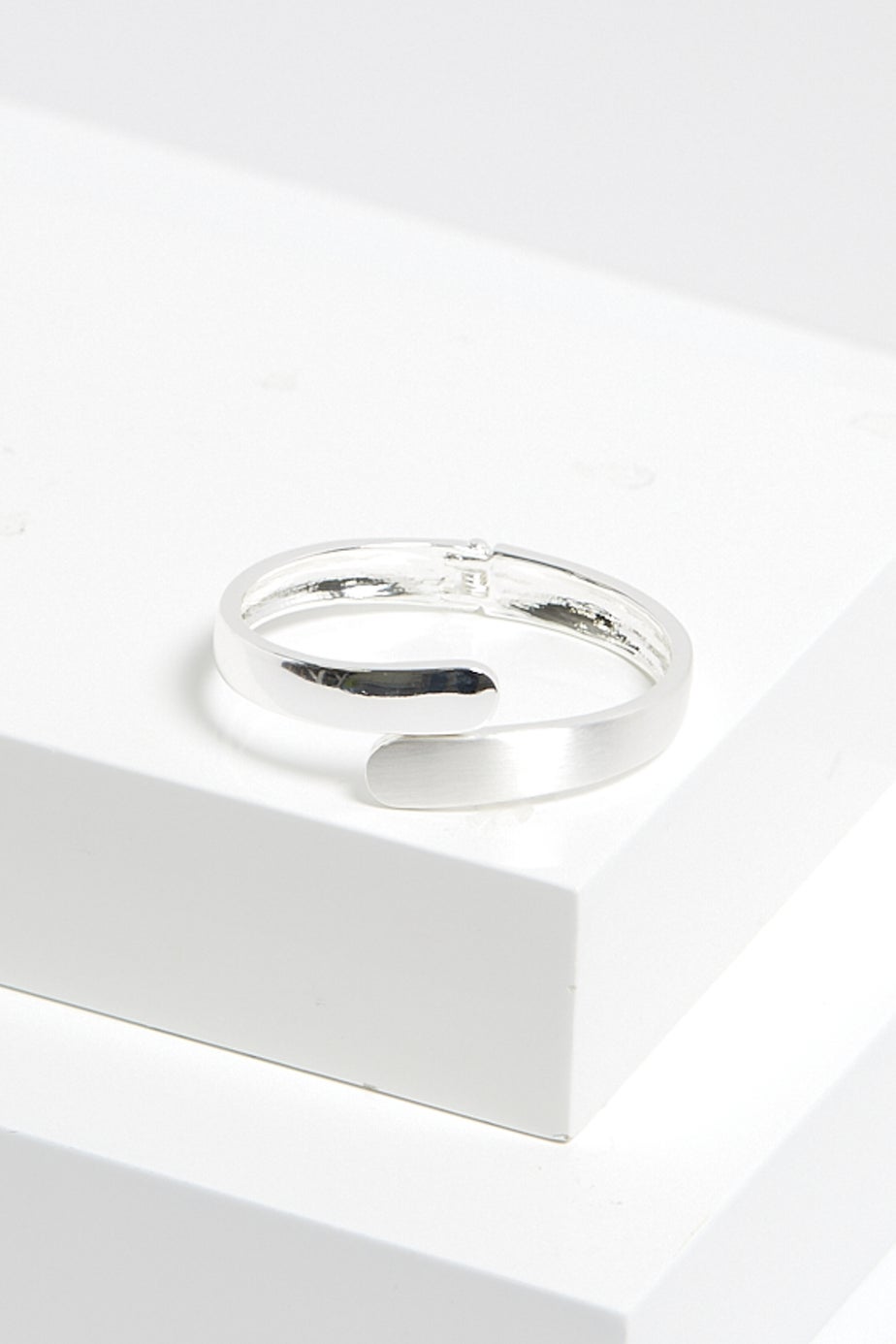 Jon Richard Silver Plated Polished Satin Open Hinge Bangle