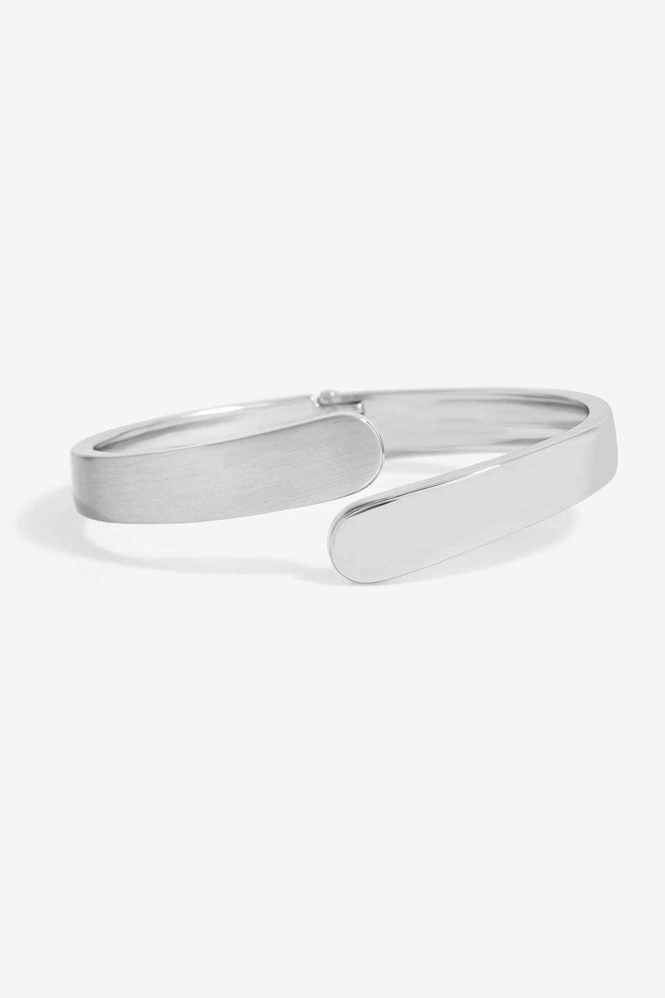 Jon Richard Silver Plated Polished Satin Open Hinge Bangle