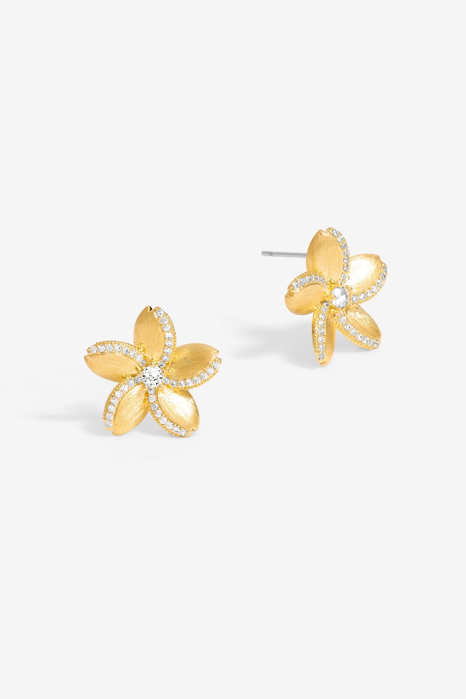 Jon Richard Gold Plated Satin Floral Earrings