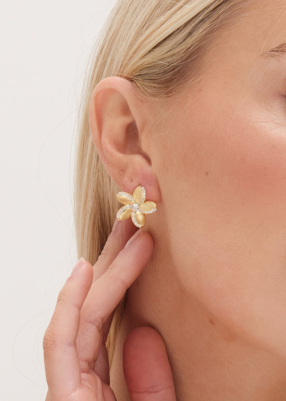 Jon Richard Gold Plated Satin Floral Earrings