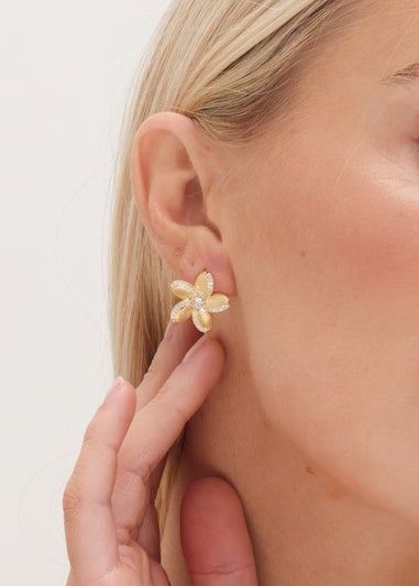 Jon Richard Gold Plated Satin Floral Earrings