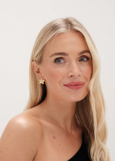 Jon Richard Gold Plated Satin Floral Earrings