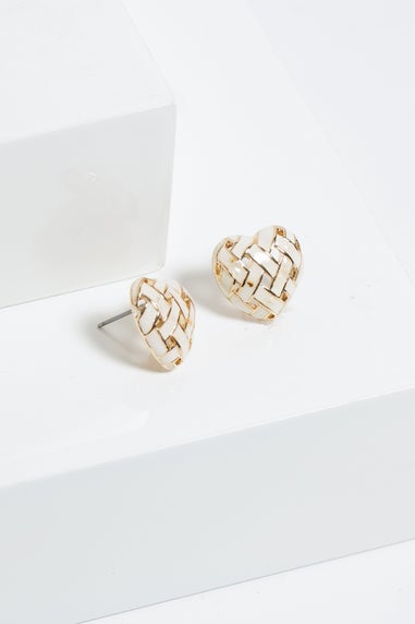 Jon Richard Gold Plated Enamel Heart Weave Earrings