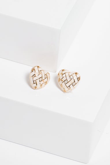 Jon Richard Gold Plated Enamel Heart Weave Earrings
