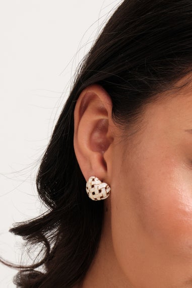 Jon Richard Gold Plated Enamel Heart Weave Earrings