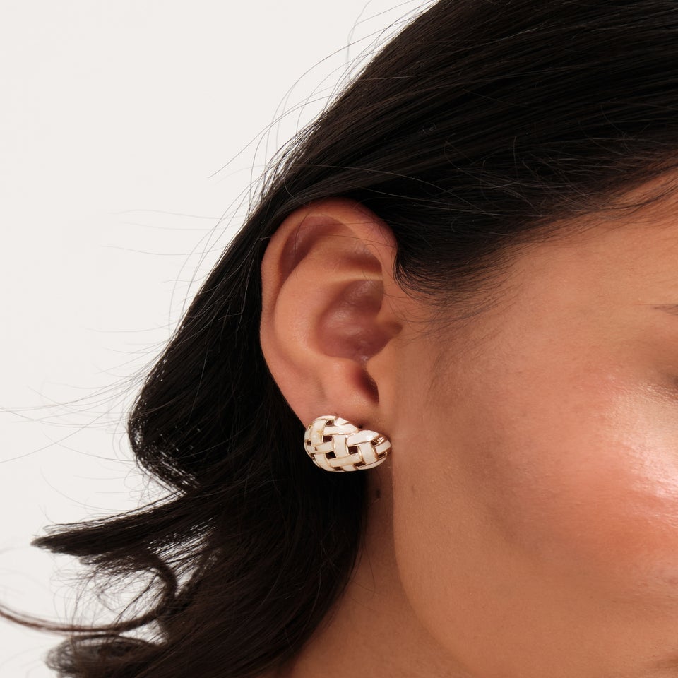 Jon Richard Gold Plated Enamel Heart Weave Earrings