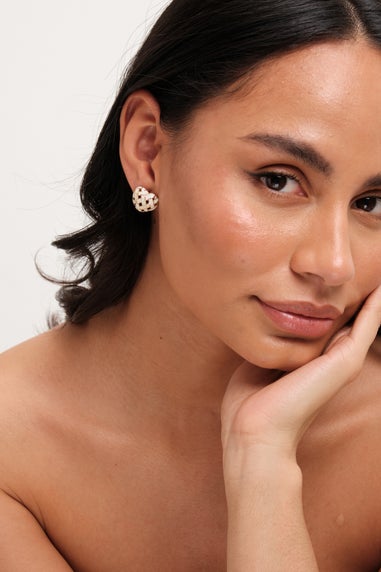 Jon Richard Gold Plated Enamel Heart Weave Earrings