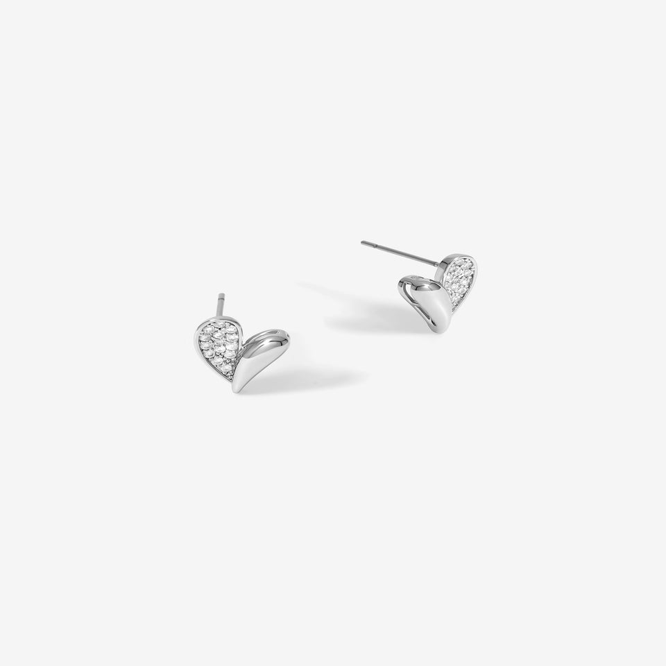 Jon Richard Silver Plated Cubic Zirconia Heart Stud Earrings