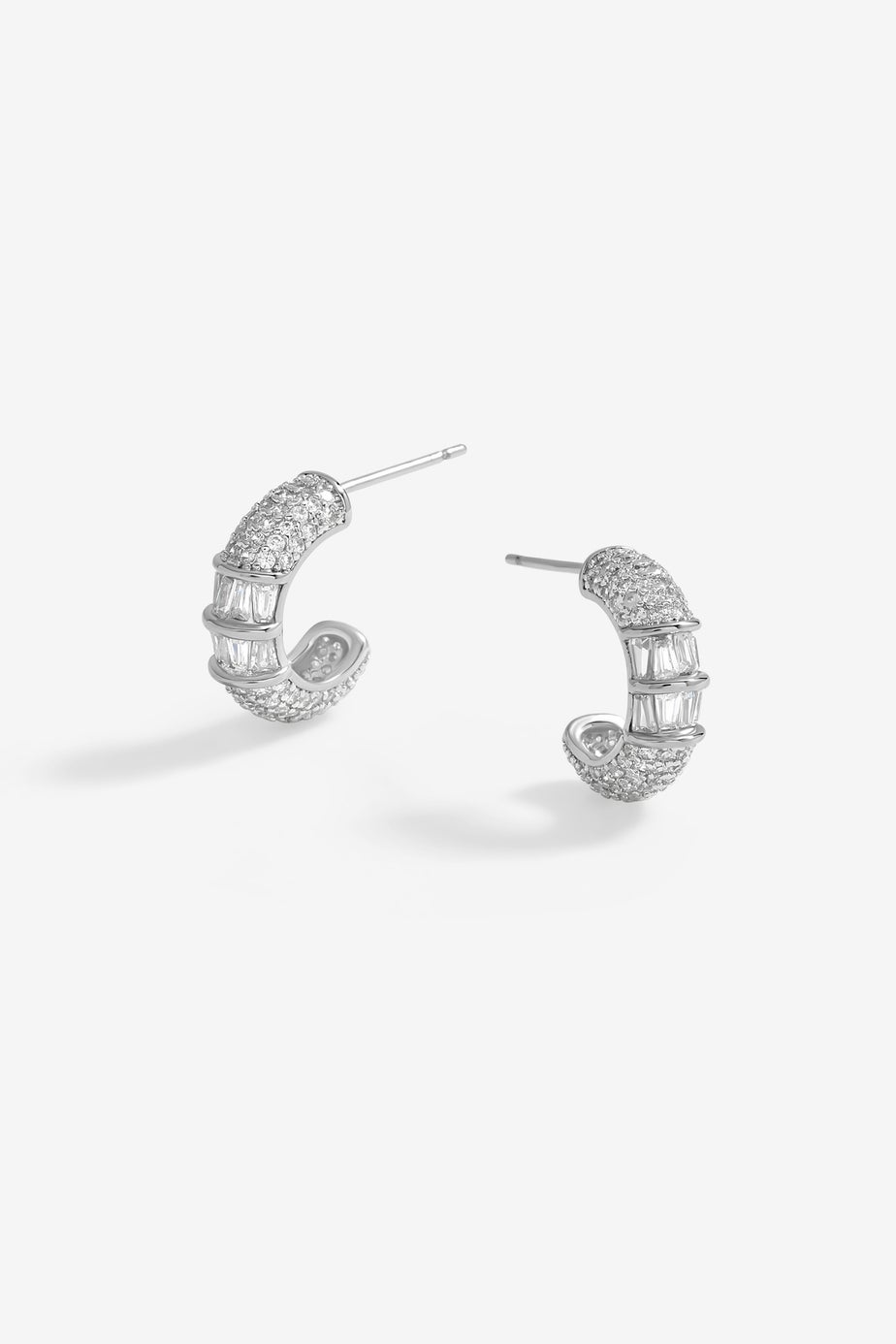Jon Richard Silver Plated Cubic Zirconia Micro Pave Mini Hoop Earrings