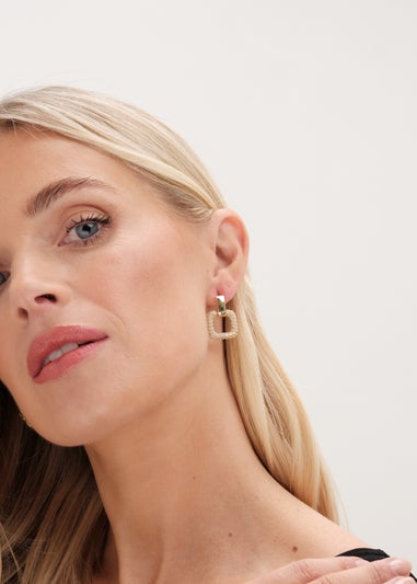 Jon Richard Gold Plated Micro Pave Door Knocker Earrings