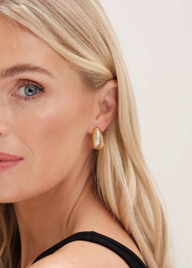 Jon Richard Gold Plated Ridge Dome Hoops