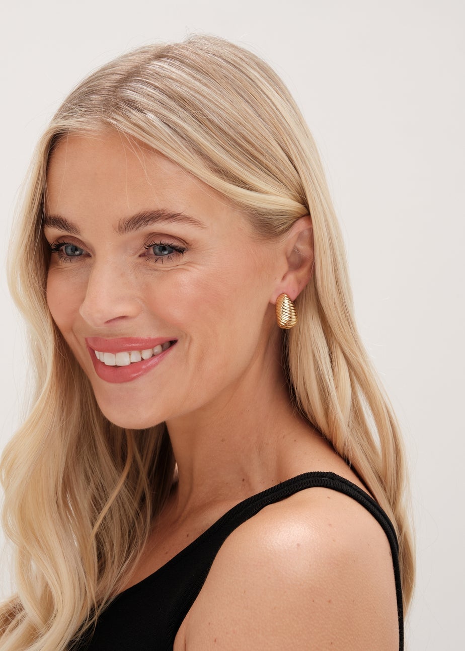 Jon Richard Gold Plated Ridge Dome Hoops