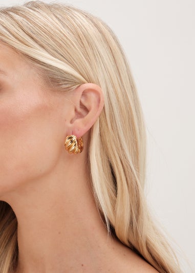 Jon Richard Gold Plated Large Ridge Hoop Earrings