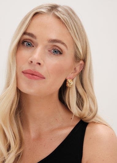 Jon Richard Gold Plated Large Ridge Hoop Earrings