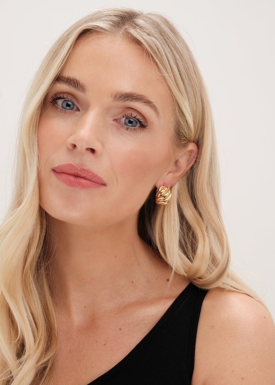 Jon Richard Gold Plated Large Ridge Hoop Earrings