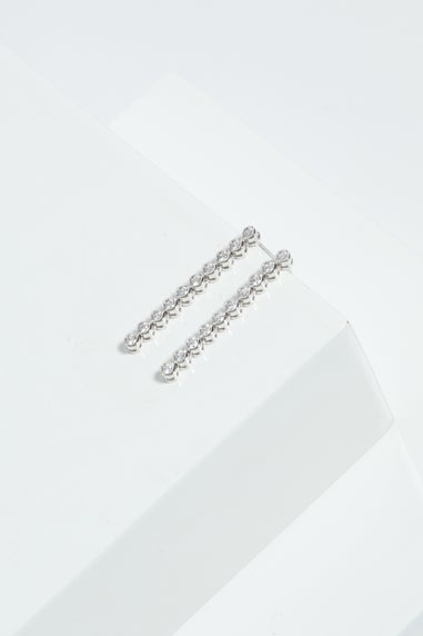 Jon Richard Silver Plated Cubic Zirconia Tennis Earrings