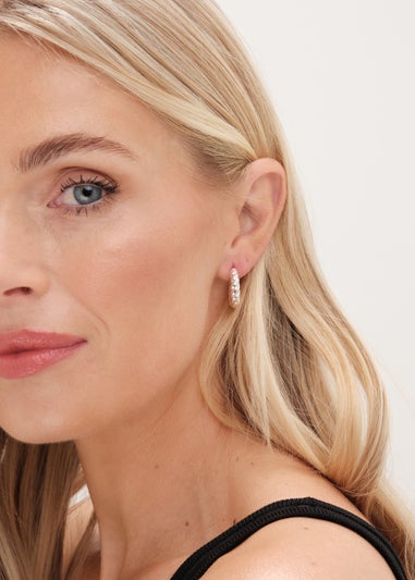 Jon Richard Silver Plated Ridge Hoop Earrings