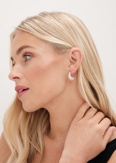 Jon Richard Silver Plated Ridge Hoop Earrings