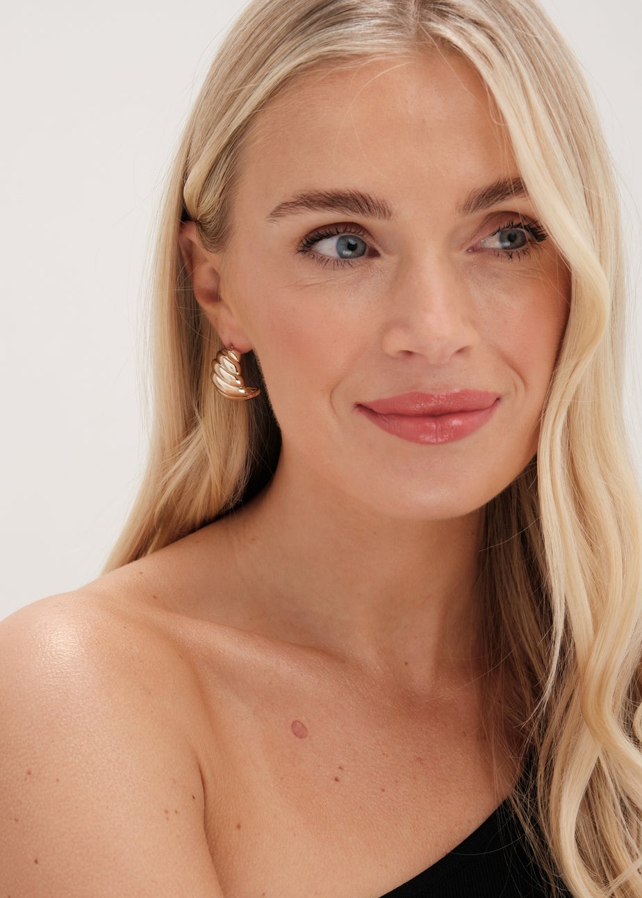 Jon Richard Gold Plated Chunky Ridge Dome Earrings