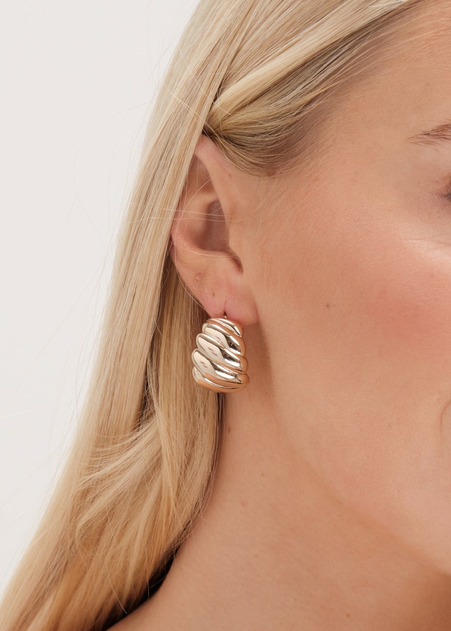 Jon Richard Gold Plated Chunky Ridge Dome Earrings