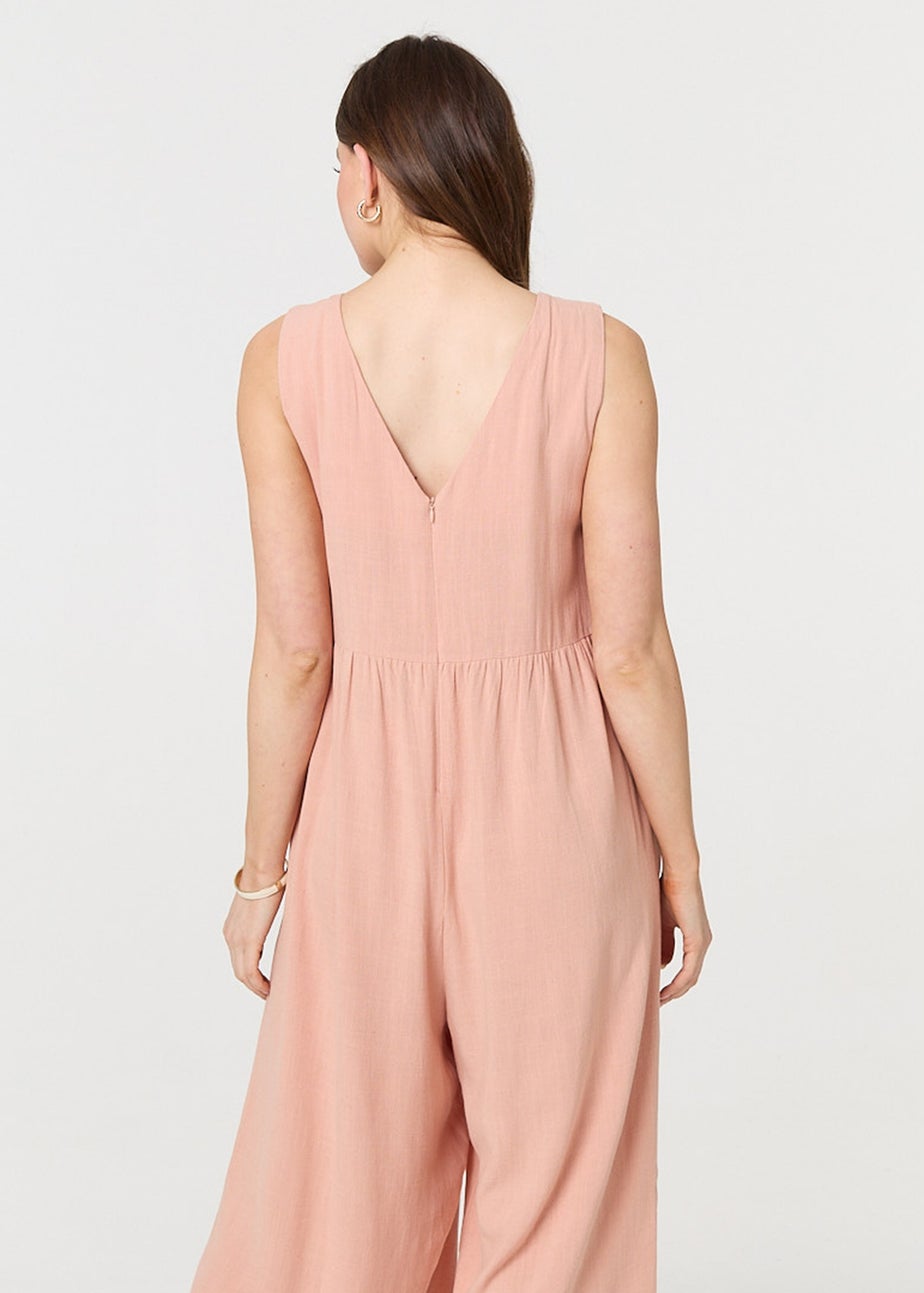 Izabel London Pink Relaxed Sleeveless Wide Crop Jumpsuit