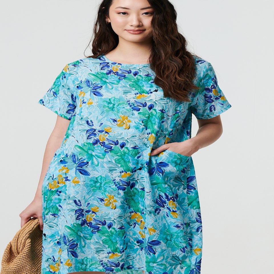 Izabel London Blue Floral Knee Length Shift Dress