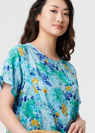 Izabel London Blue Floral Knee Length Shift Dress