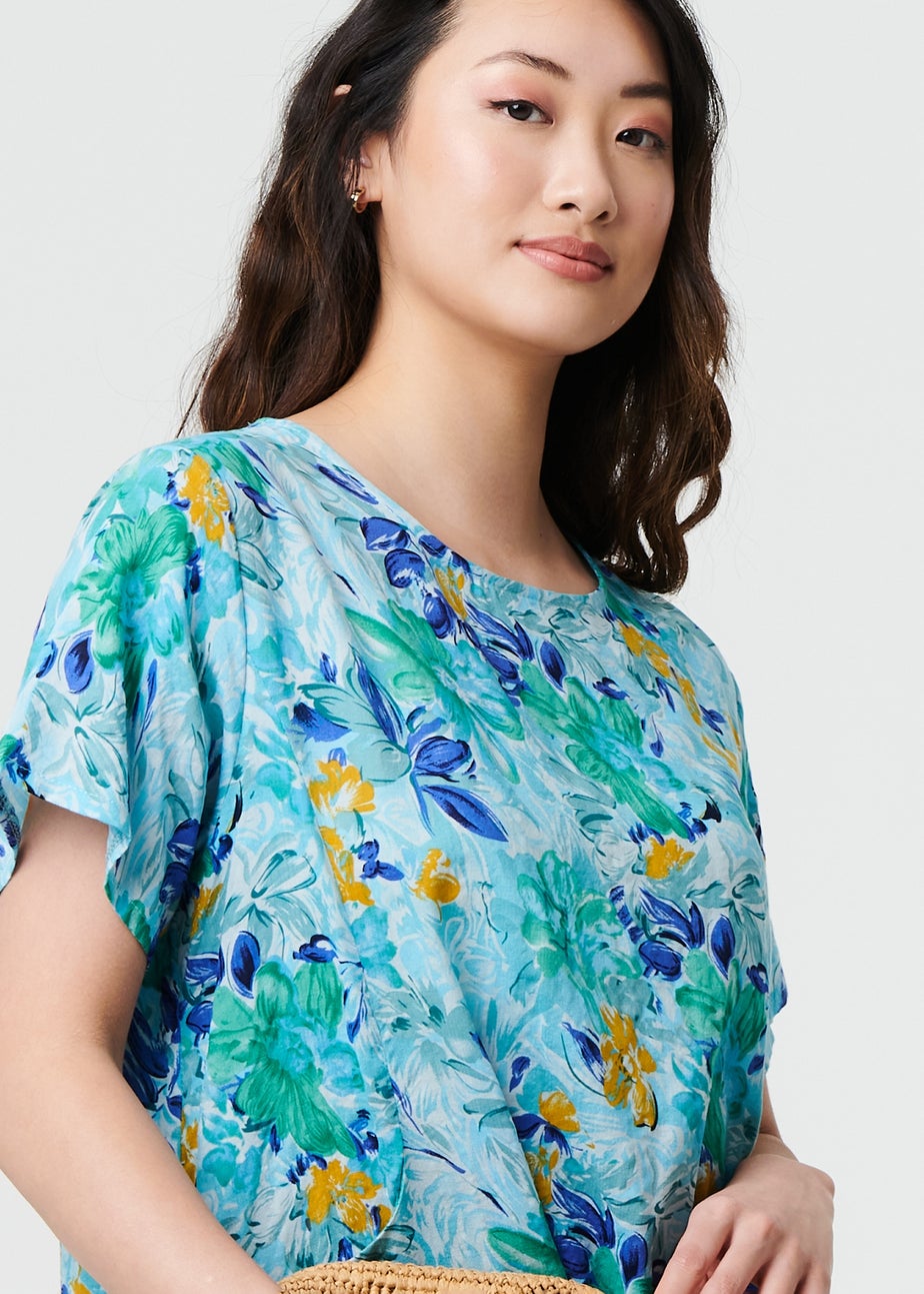 Izabel London Blue Floral Knee Length Shift Dress