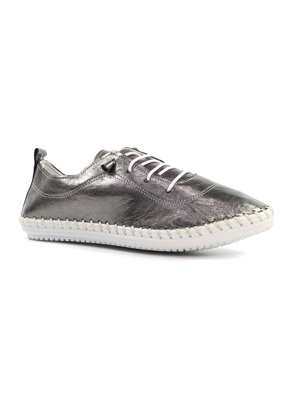 Lunar Pewter St Ives Leather Plimsoll