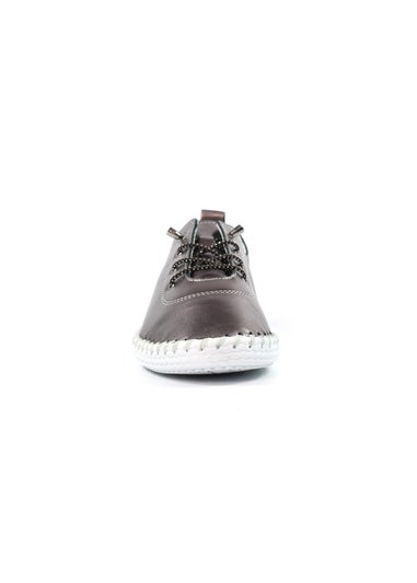 Lunar Pewter St Ives Leather Plimsoll
