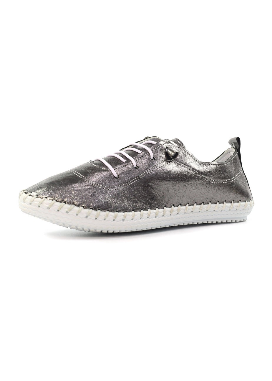 Lunar Pewter St Ives Leather Plimsoll