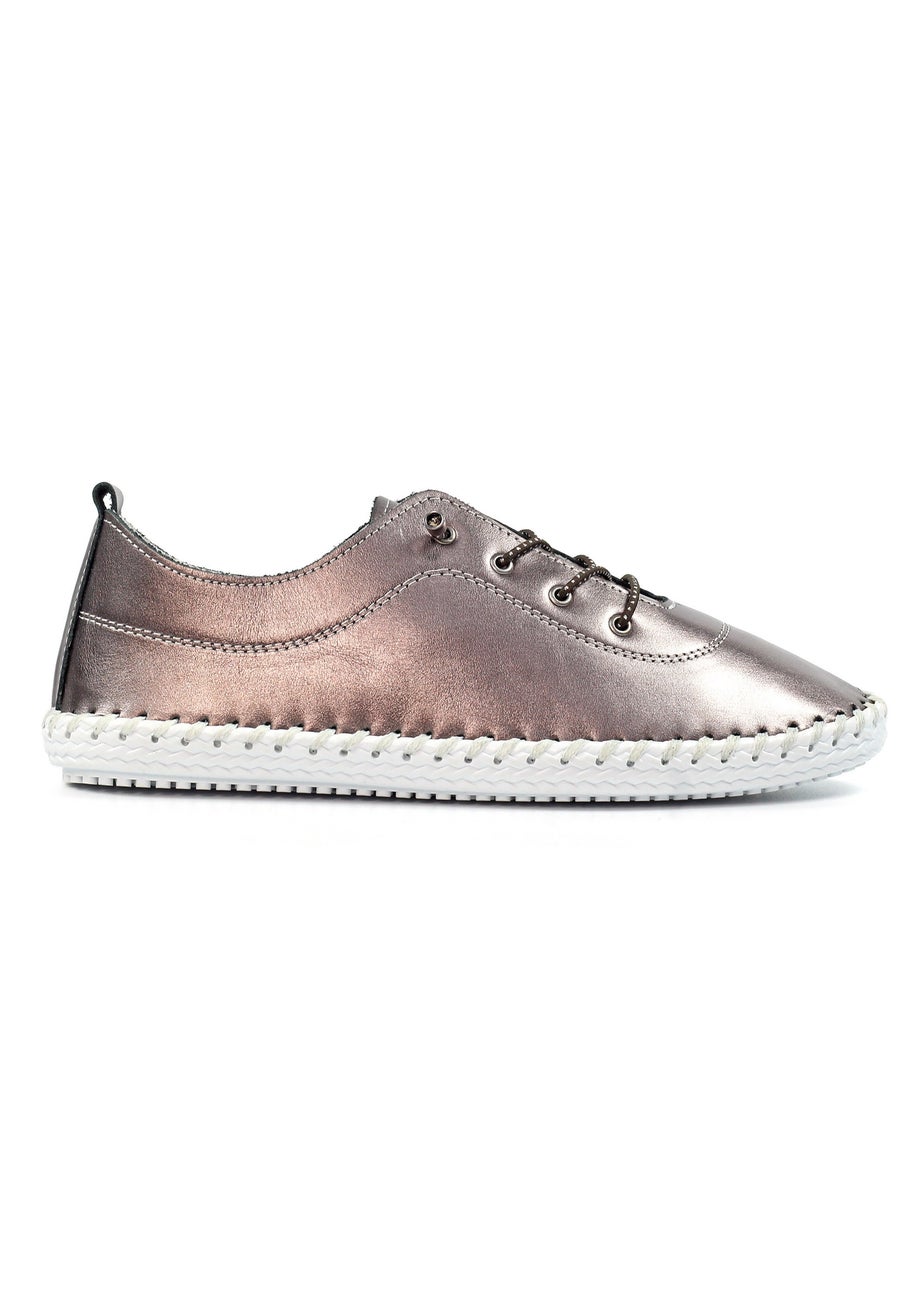 Lunar Pewter St Ives Leather Plimsoll