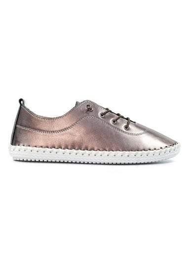 Lunar Pewter St Ives Leather Plimsoll
