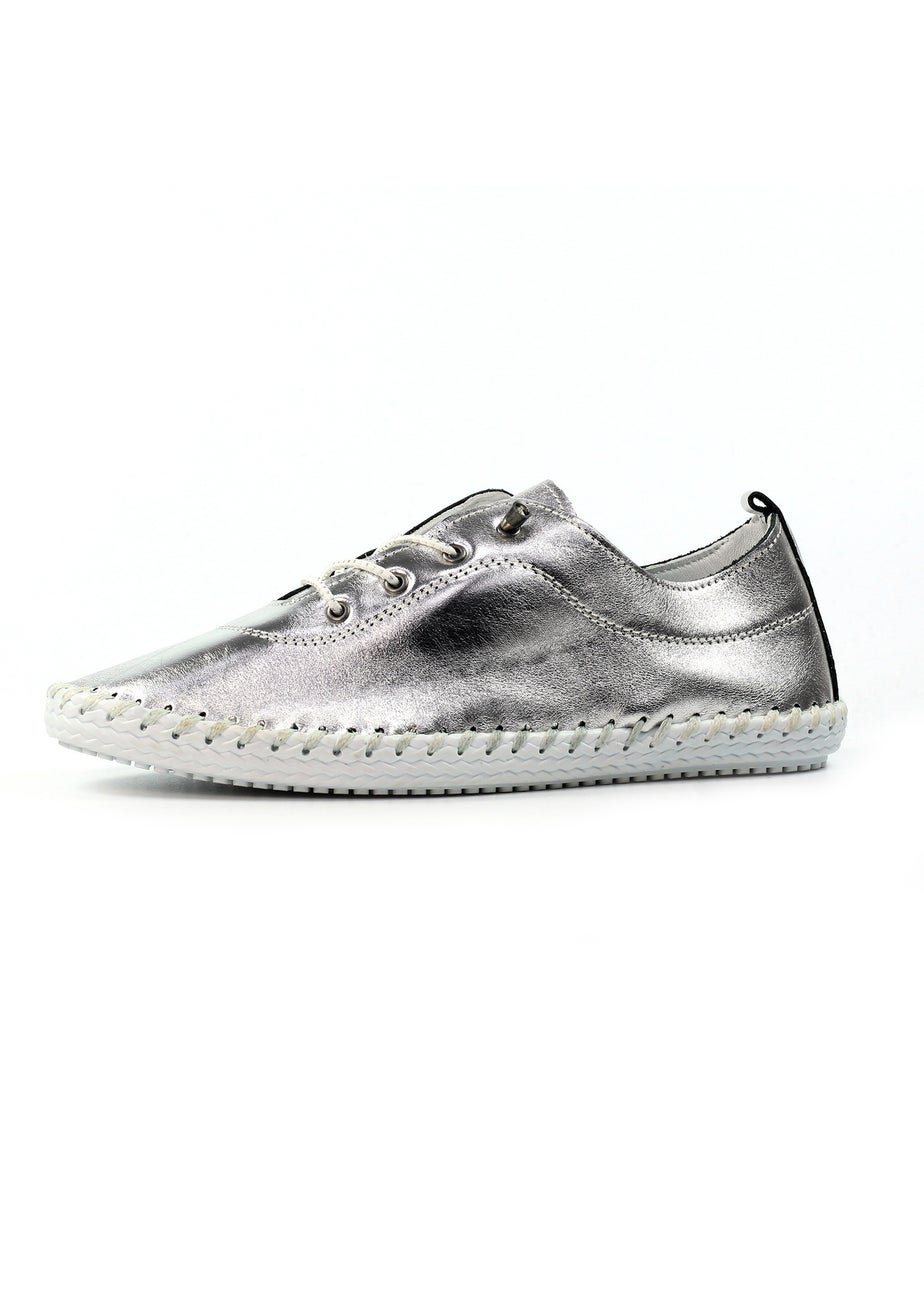 Lunar Silver St Ives Leather Plimsoll