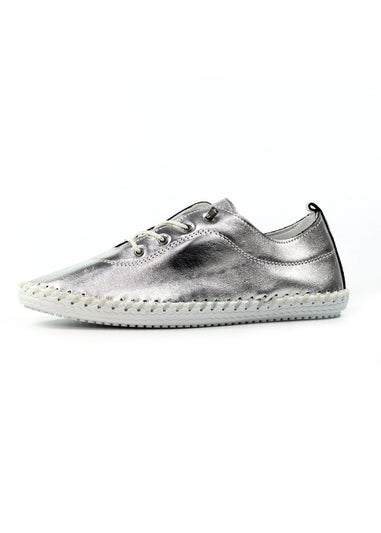 Lunar Silver St Ives Leather Plimsoll