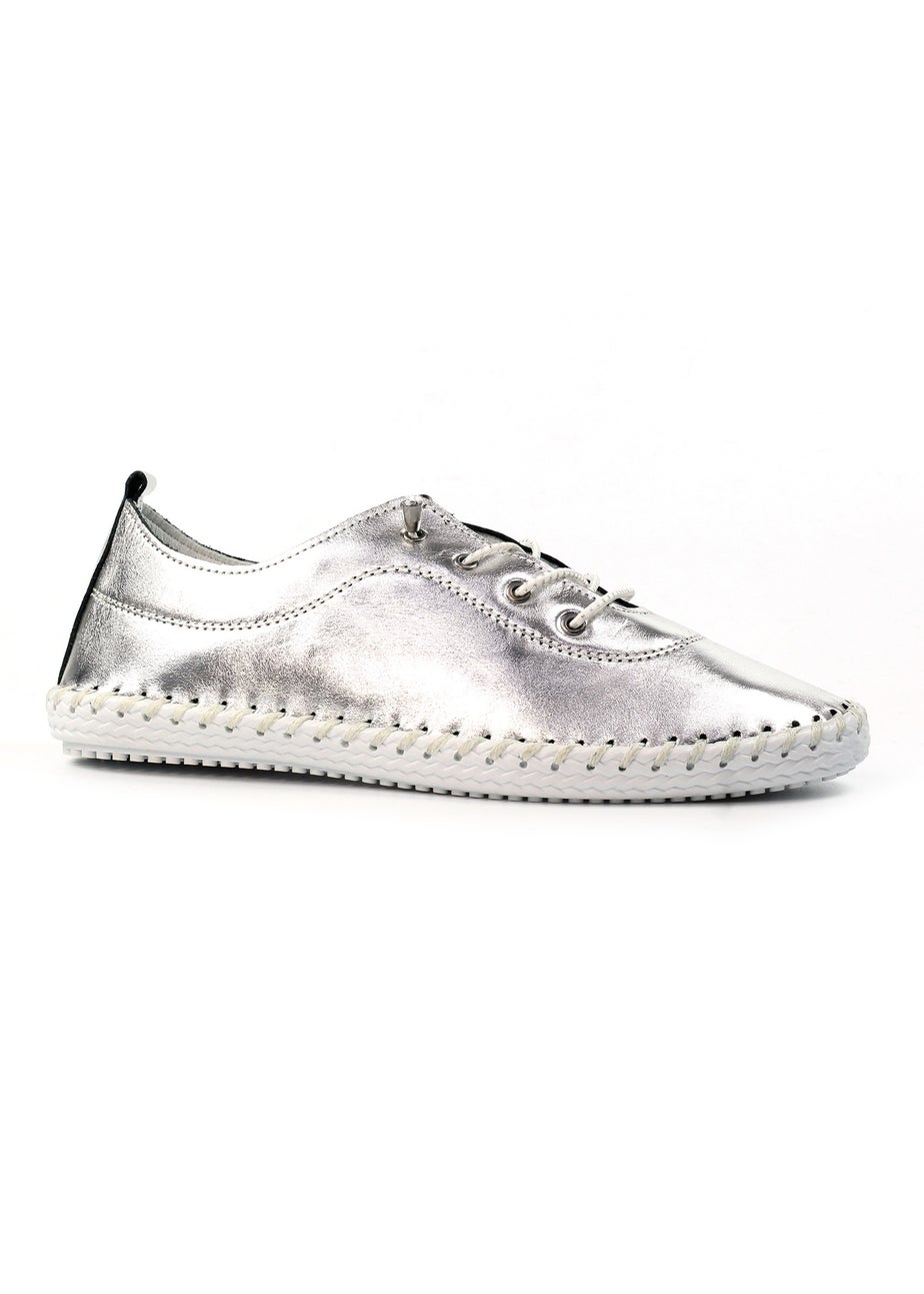 Lunar Silver St Ives Leather Plimsoll