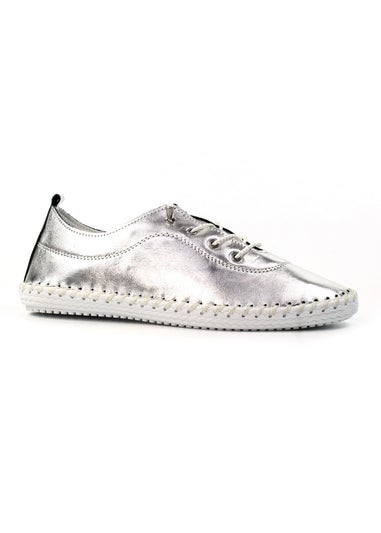 Lunar Silver St Ives Leather Plimsoll