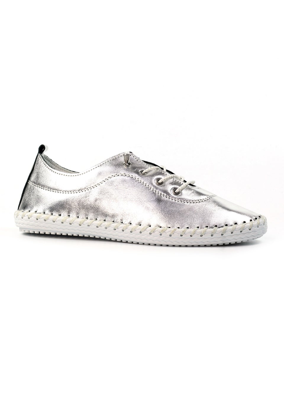 Lunar Silver St Ives Leather Plimsoll